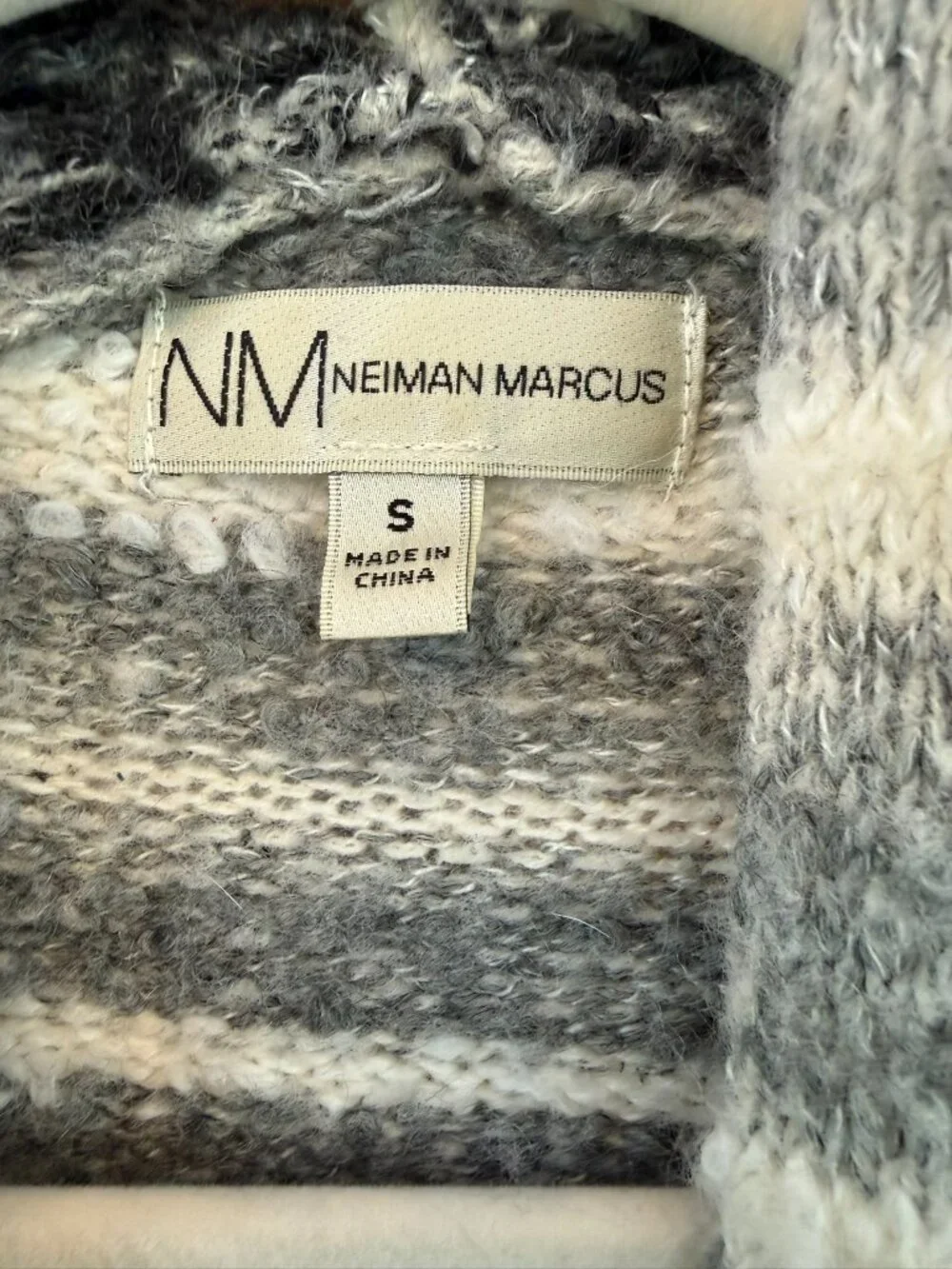 Neiman Marcus Mohair Blend Long Stripe Cardigan Sweater